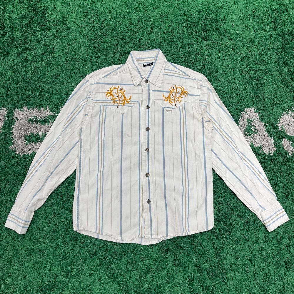 Vintage Y2K Air Force Clothing Embroidered Long Sleeve Shirt Youth XL B13